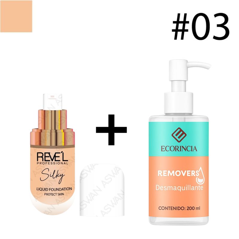 GENERICO - Pack Base Liquida Skin Matte  03 REVEL + Removedor 200 ml