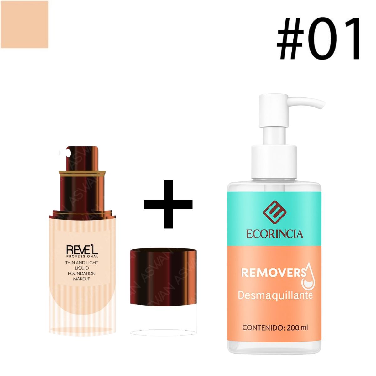 GENERICO - Pack Foundation Liquid 01 REVEL + Removedor 200 ml