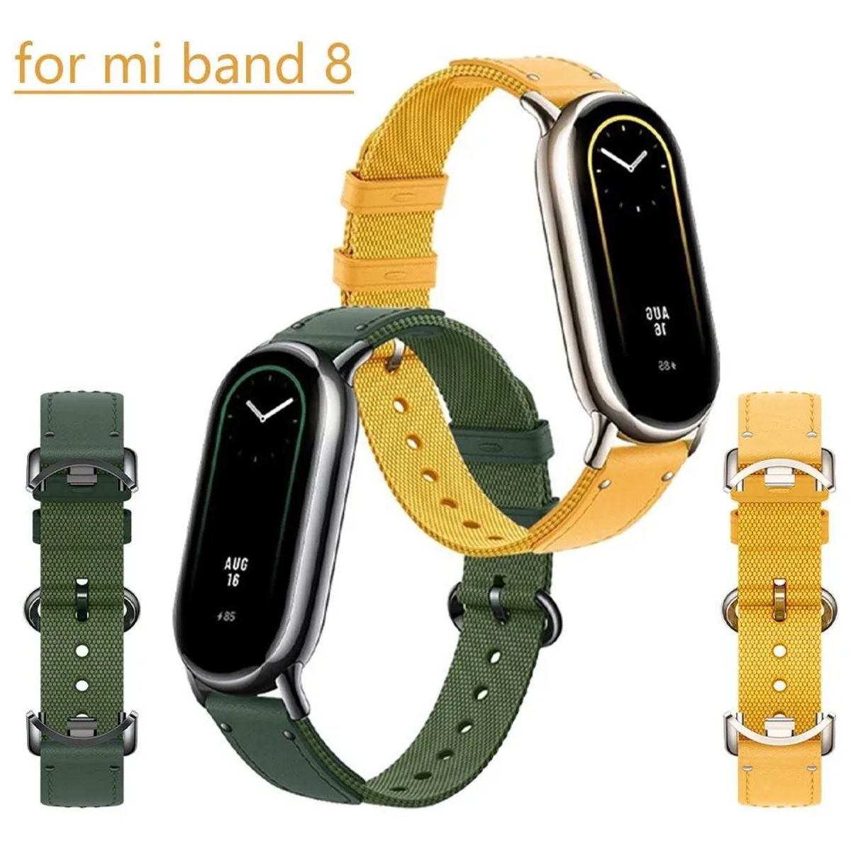 GENERICO - CORREA DE CUERO Y NYLON PARA XIAOMI SMART BAND 8-9-10 VERDE