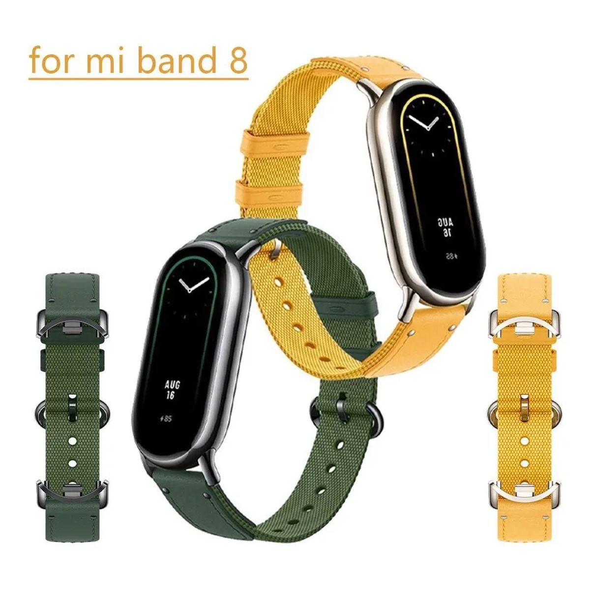 GENERICO - CORREA DE CUERO Y NYLON PARA XIAOMI SMART BAND 8-9-10 VERDE