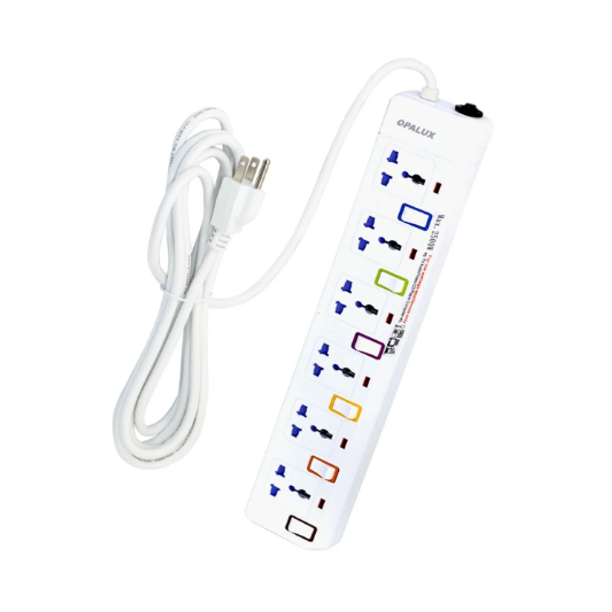 OPALUX - Supresor de Picos 6 Salidas con Toma a Tierra OP-E106T OPALUX