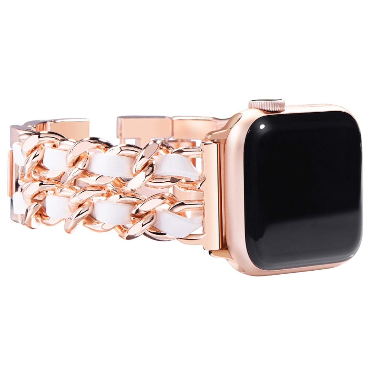 GENERICO - Correa Cuero y Acero para Apple Watch 41mm  Rosa Oro-Blanco