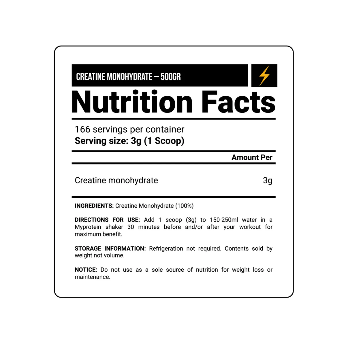 MYPROTEIN - CREATINA MYPROTEIN DE 500gr CON PORTASUPLEMENTOS - CREATINA MONOHIDRATADA