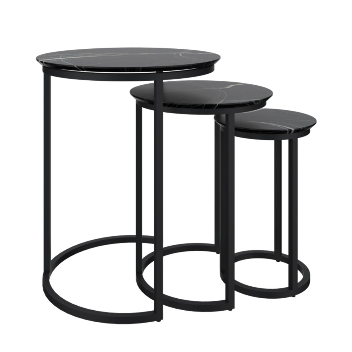 GENERICO - MESA DE CENTRO - SET DE 3 - BARMER DARK MARBLE