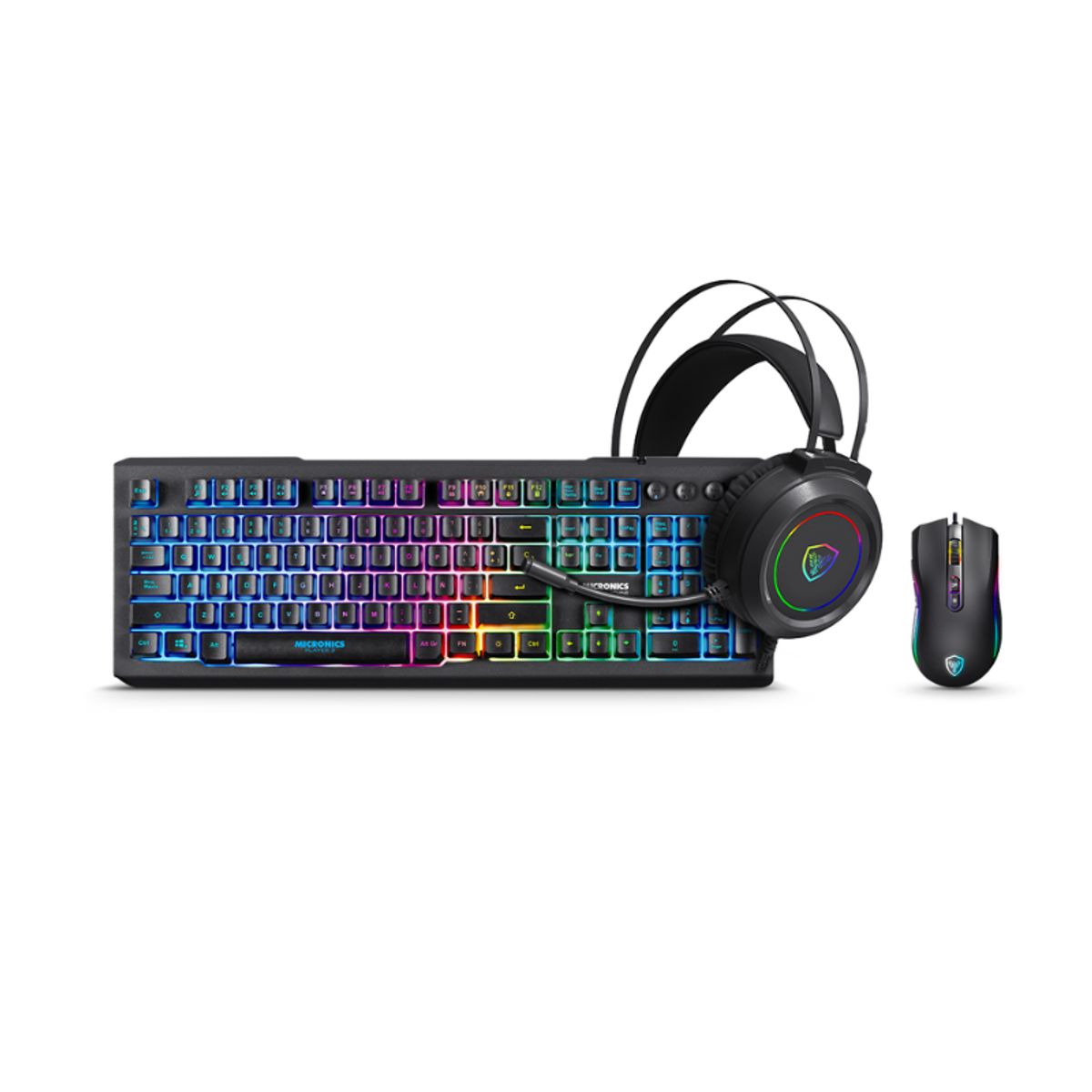 MICRONICS - Kit Gamer Player 3 - MIC GTX 1003 3 en 1 Teclado + Mouse + Pad Mouse