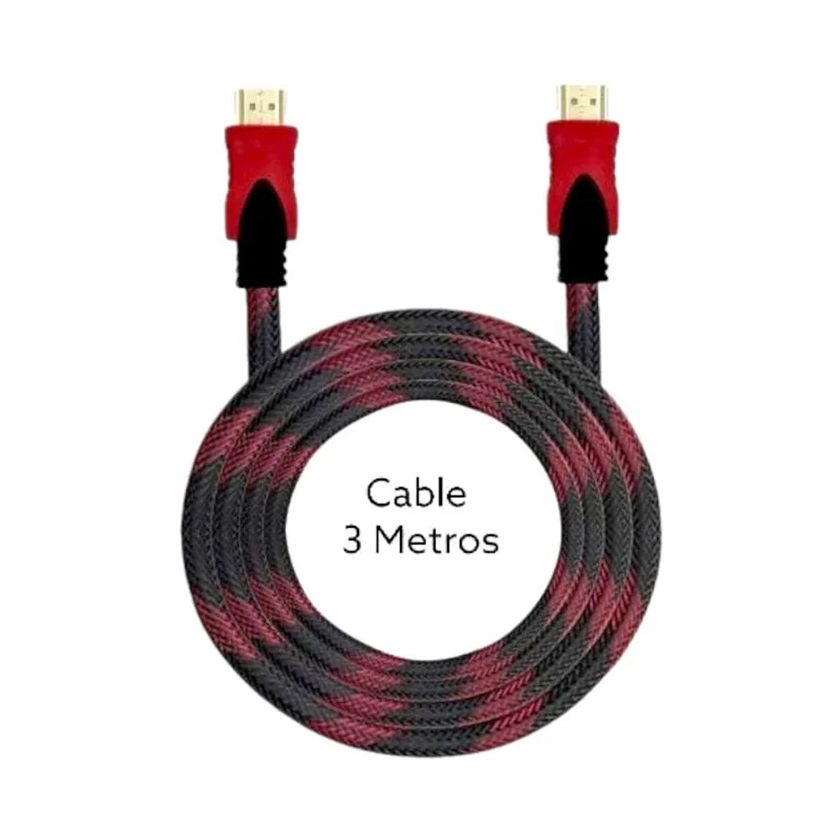 GENERICO - CABLE HDMI CON FILTROS 3METROS ENMALLADO NEGRO CON ROJO FULL1080P