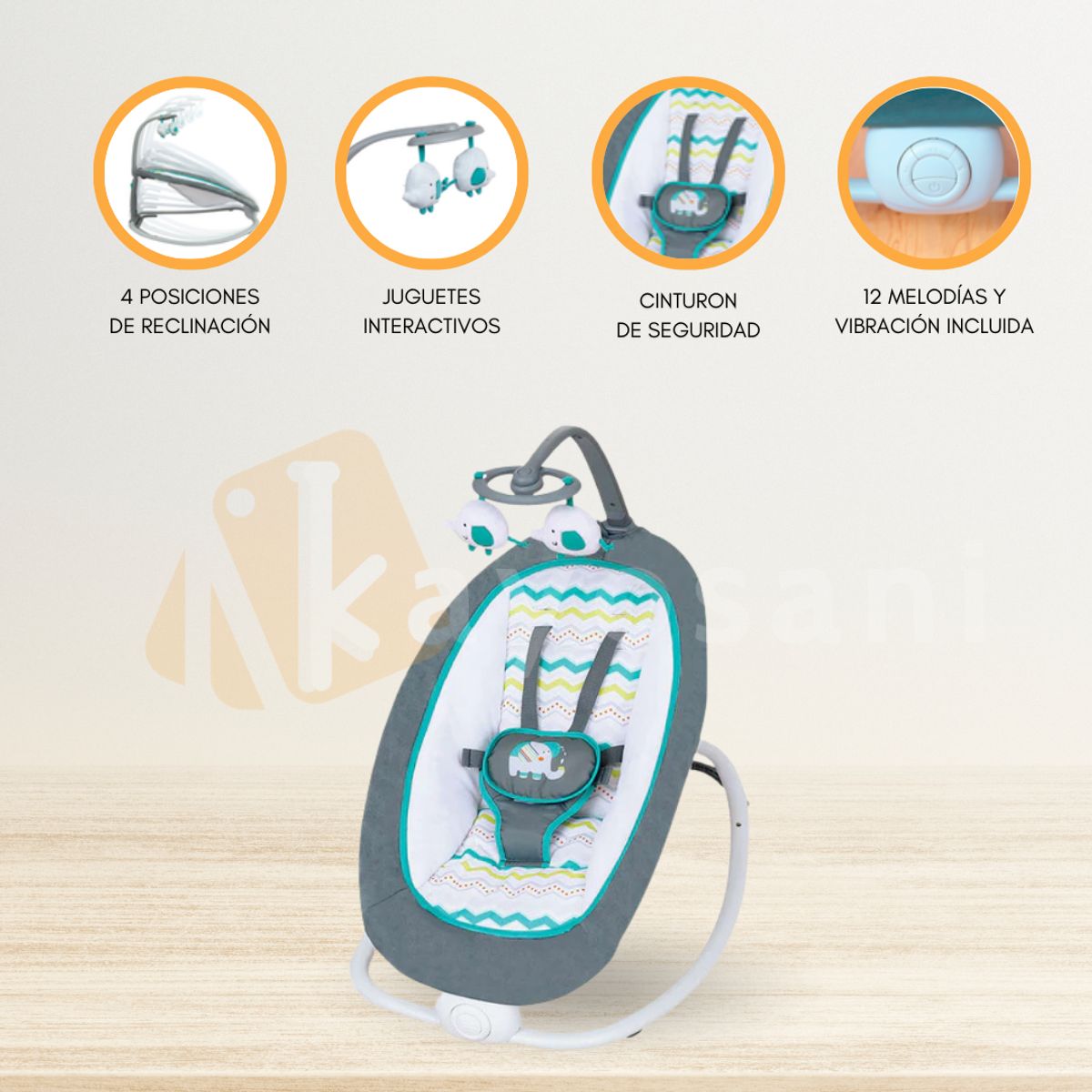 INFANTI - Silla Nido Vibradora Plegable «SEDIA» Green