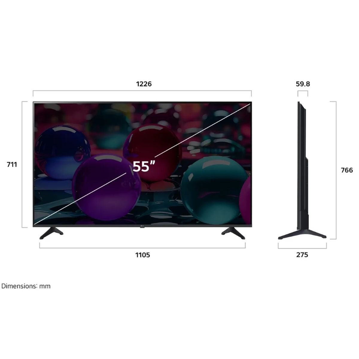 LG - Televisor Lg 55 Pulg Ultra HD 4K AI ThinQ 55UA7300 Modelo 2025- Negro + Control Magic