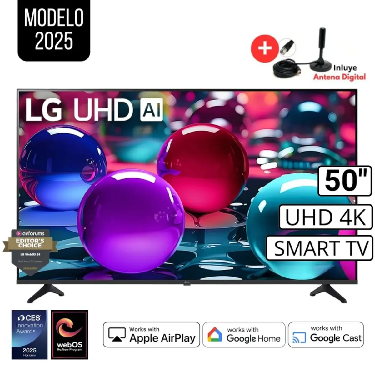 LG - Televisor Smart TV LG Led Uhd 50" 4K Thinq AI 50UA7300PSB 2025 + Antena Digital