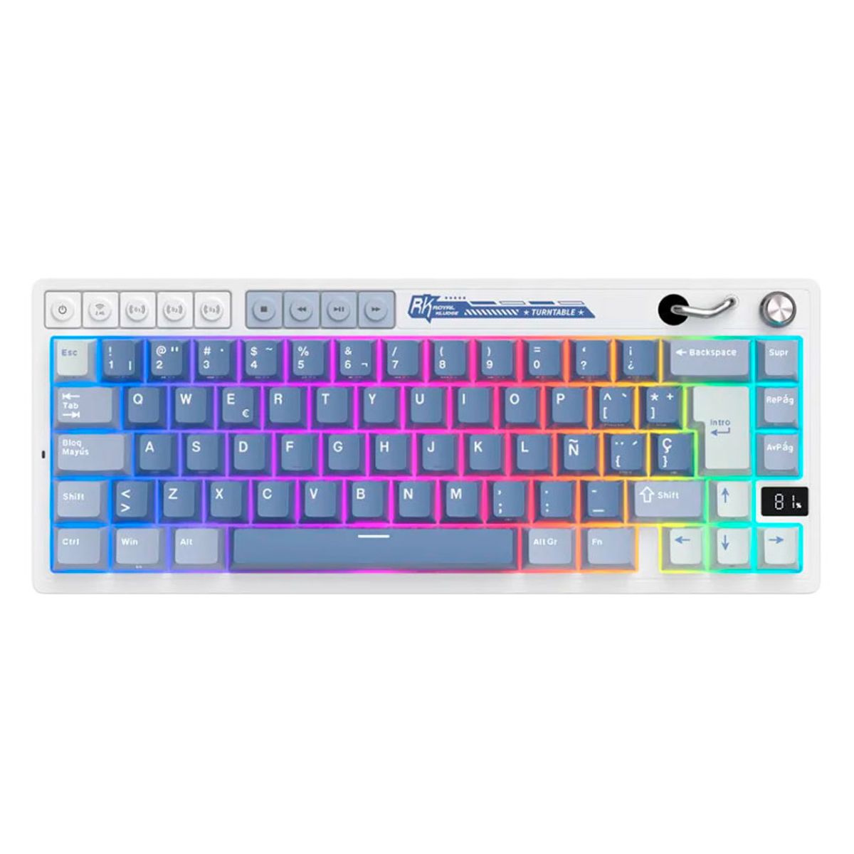 ROYAL KLUDGE - Teclado Royal Kludge RK M65 Inalámbrico OCEAN BLUE - Creamy Switch