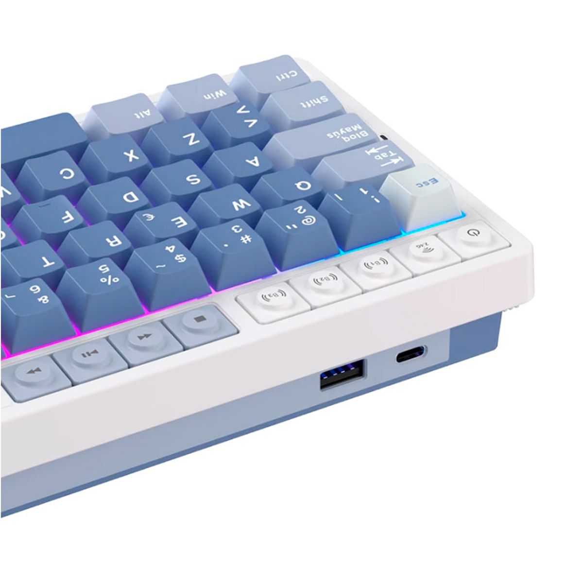 ROYAL KLUDGE - Teclado Royal Kludge RK M65 Inalámbrico OCEAN BLUE - Creamy Switch