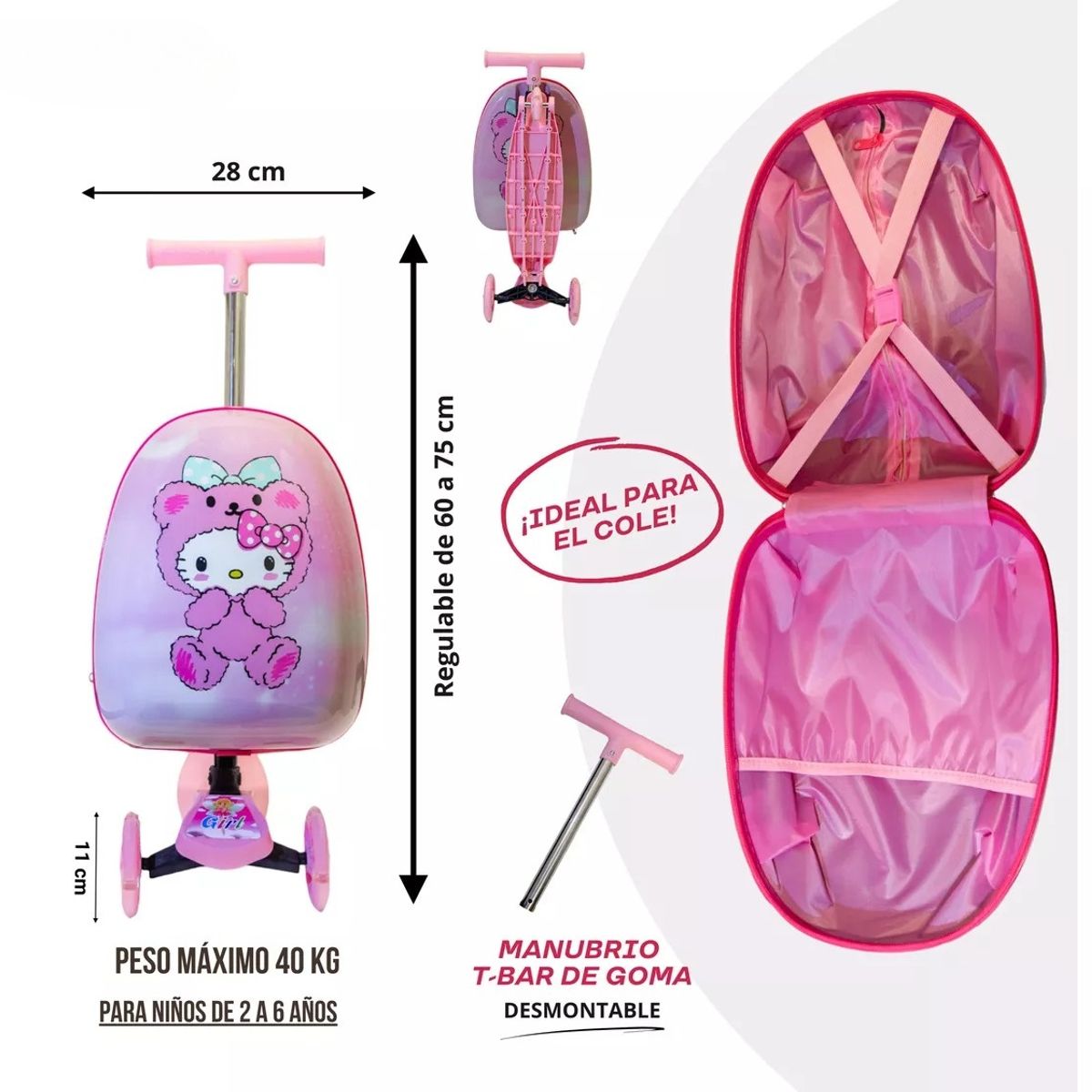 GENERICO - Mochila Scooter Infantil 2 en 1