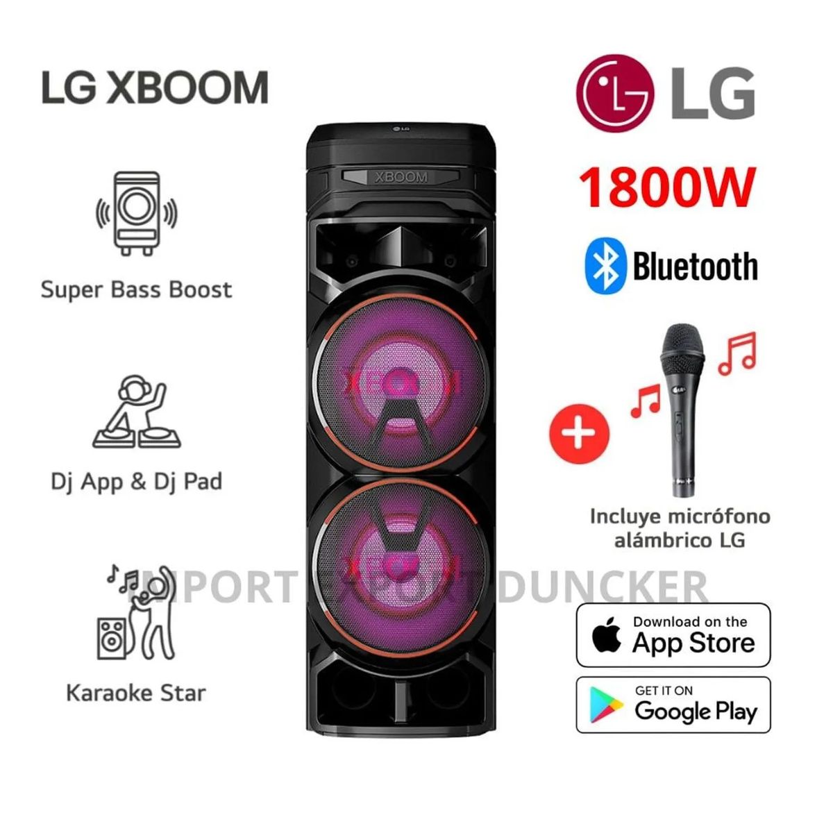 LG - Torre de Sonido LG XBOOM con Bluetooth y Karaoke RNC9 + Microfono