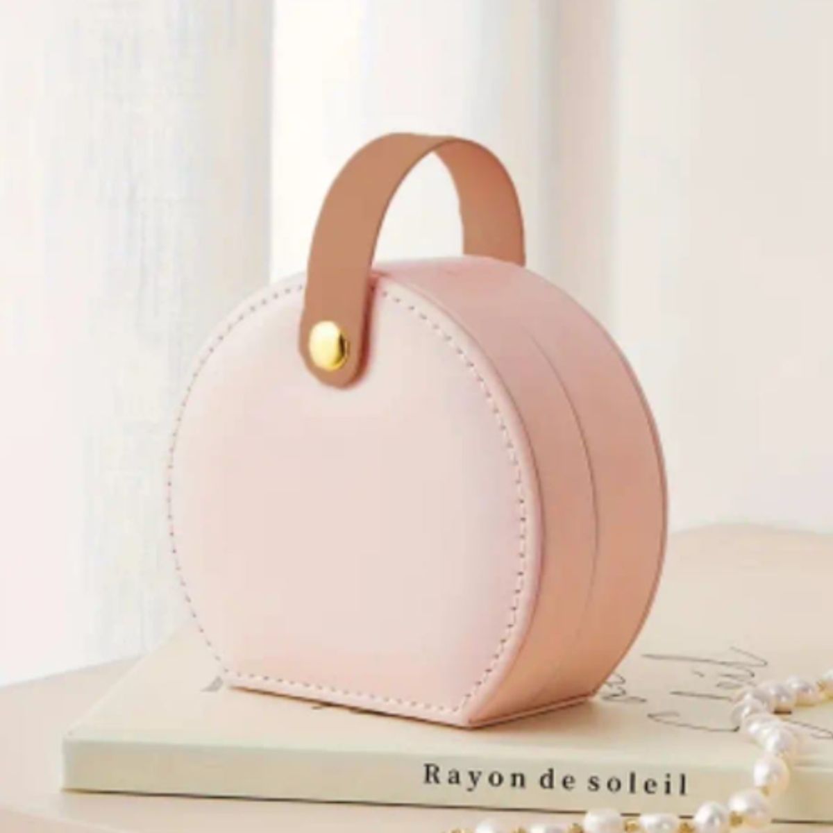 GENERICO - ORGANIZADOR DE JOYERIA DE CUERO PORTATIL ROSADO