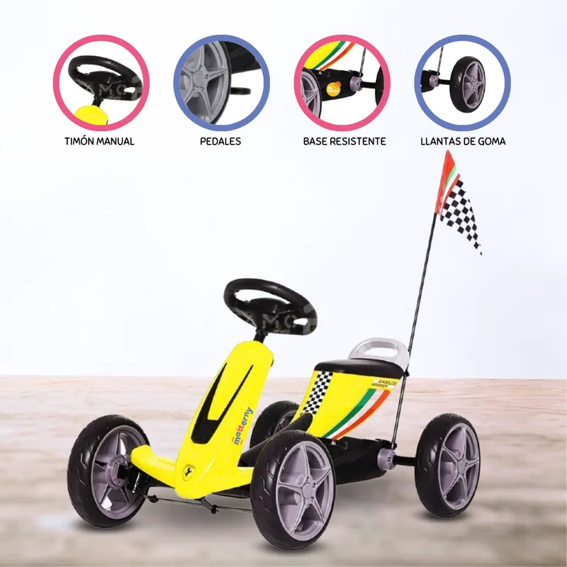 FERRARI - Carro a Pedal Go Kart Ferrari para Niños »CAR» Yellow