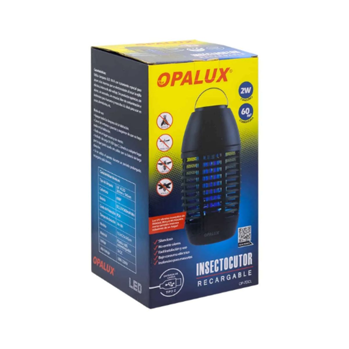 OPALUX - Insectocutor Recargable UV 2W OP-7DCL OPALUX