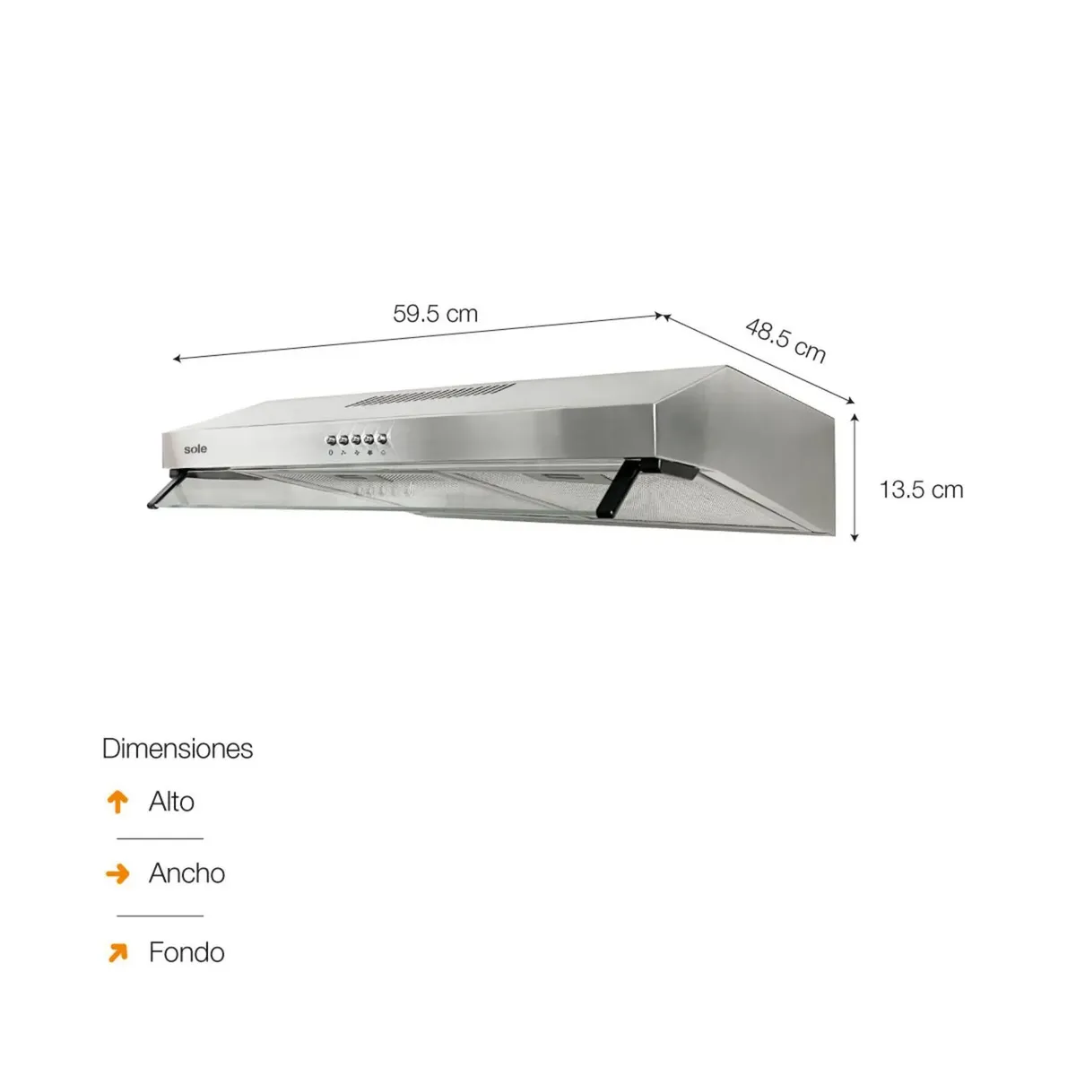 SOLE - Campana Extractora Roma 60cm Acero Inoxidable Sole TURE16CO2