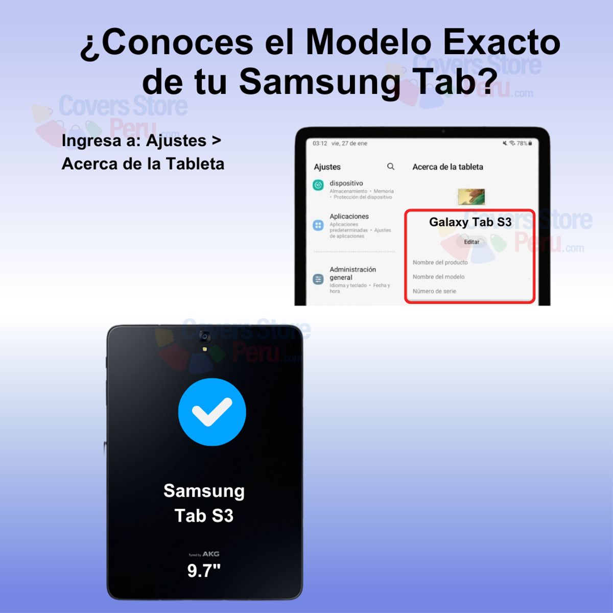 GENERICO - Funda para Samsung Tab S3 97 Flipcover Giratoria Azul