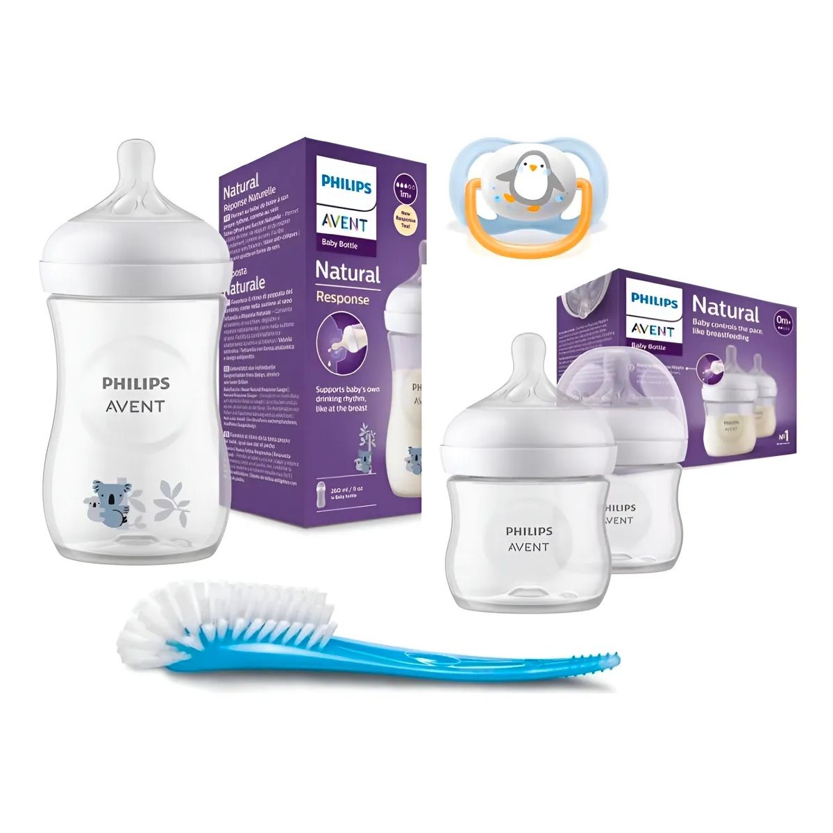 AVENT - Set Recien Nacido 3 Biberones + Chupon + Escobilla Niño