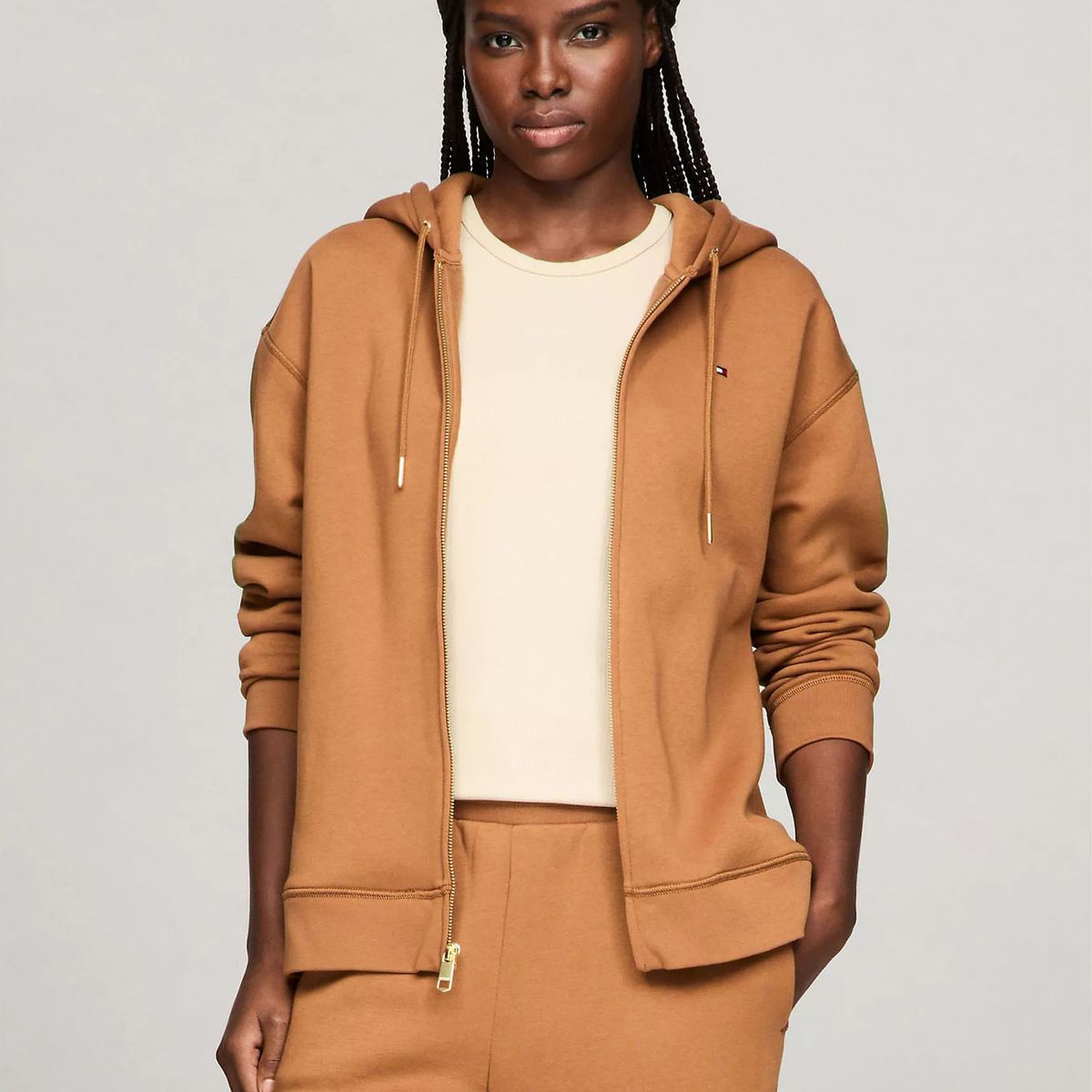 TOMMY HILFIGER - SWEATSHIRT W RELAXED FULL ZIP FLEECE HOOD