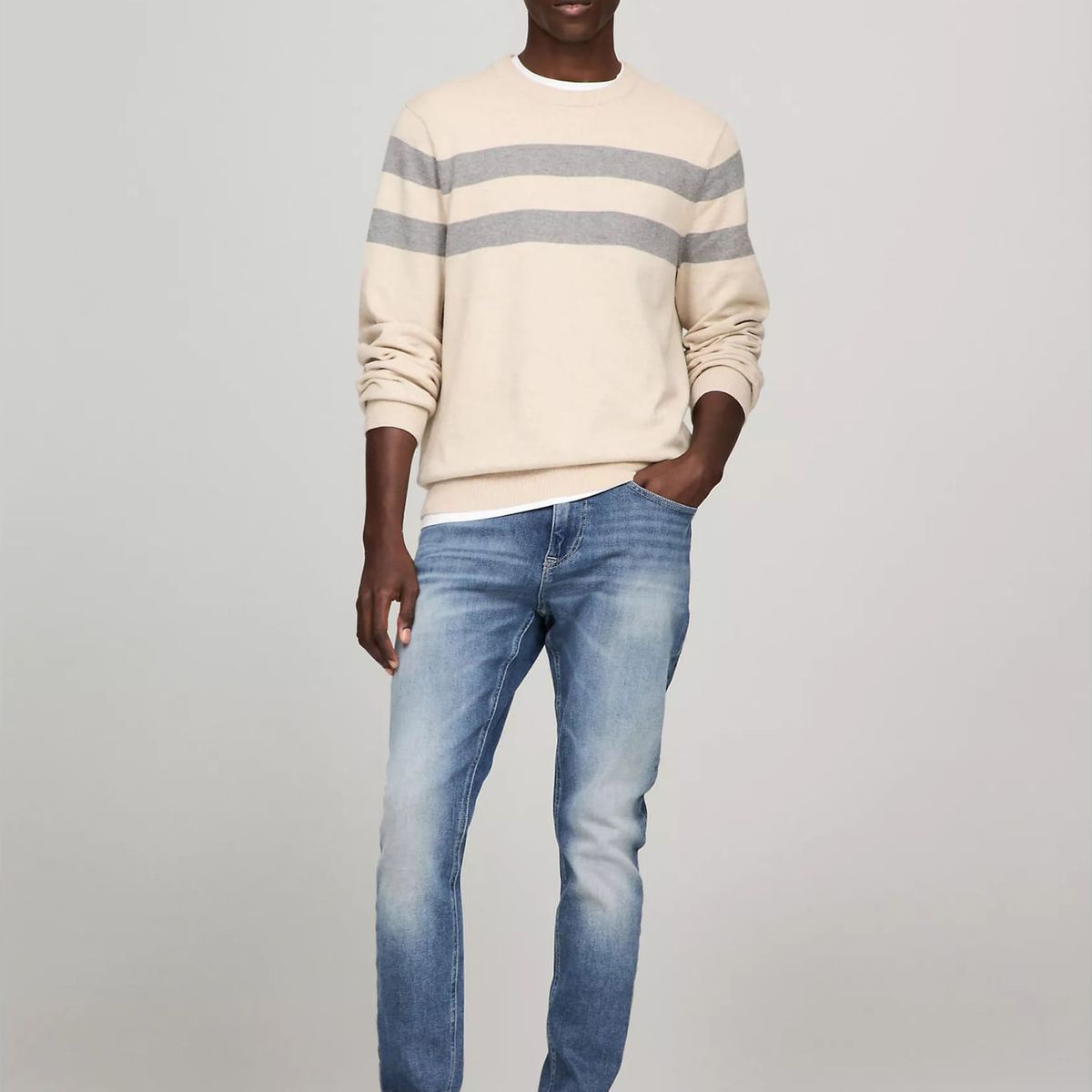 TOMMY HILFIGER - M STAMFORD STRIPE CREW NECK TH