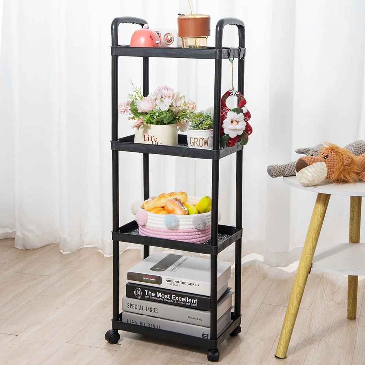 GENERICO - Carrito Organizador Estante Almacenaje 4 Niveles Ruedas