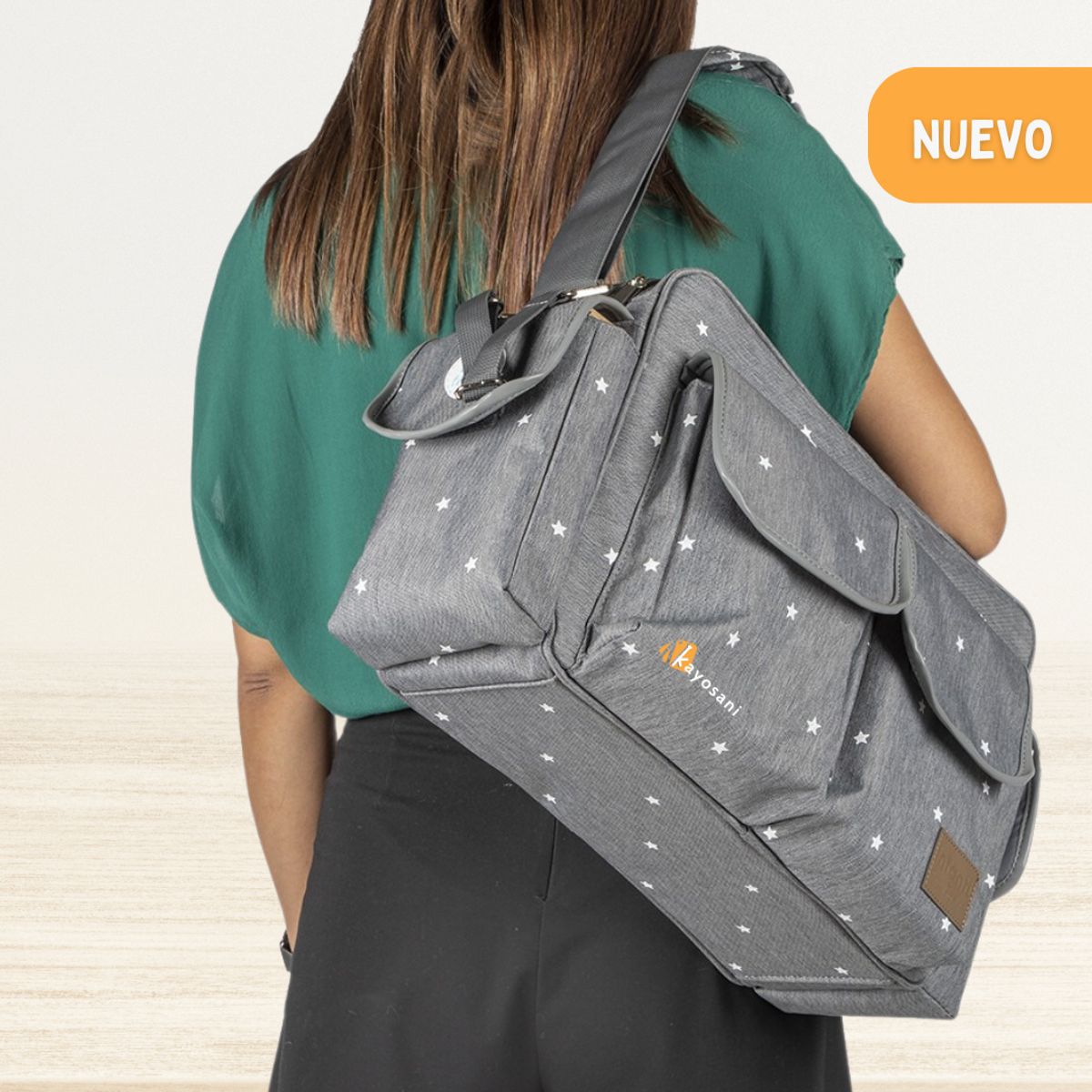 INFANTI - Bolso Pañalera para Bebé «SOPHIE» Estrellas Gray
