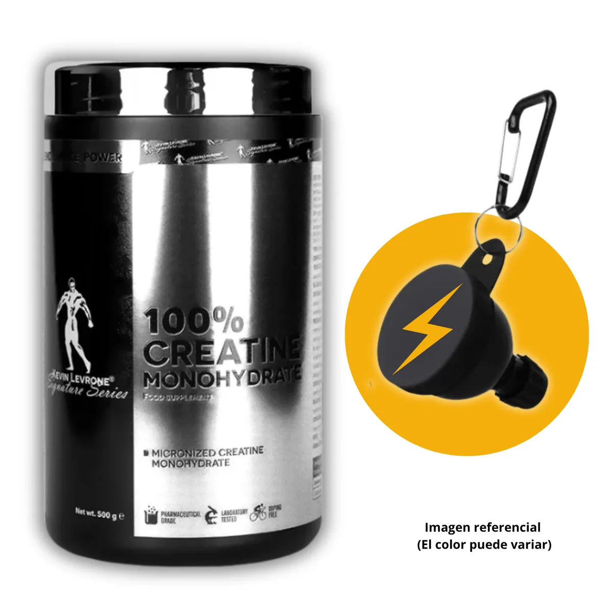 KEVIN LEVRONE - CREATINA KEVIN LEVRONE DE 500gr CON PORTASUPLEMENTOS - CREATINA MONOHIDRATADA