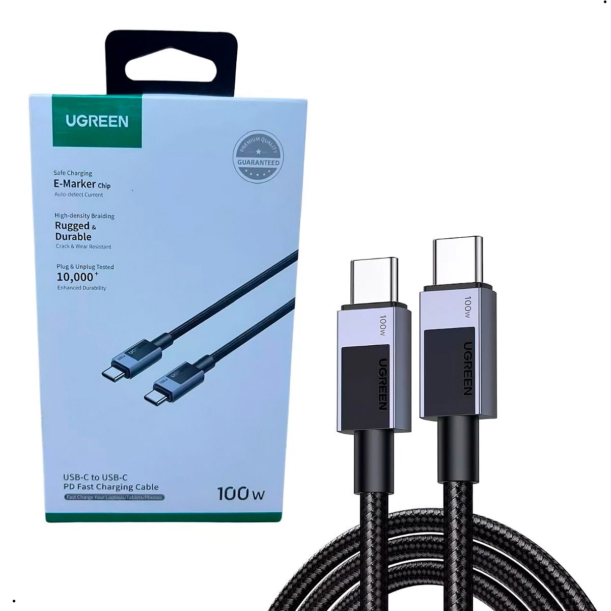 UGREEN - Cable Ugreen Usb-c 1m Carga Rapida 100w Nylon Trenzado