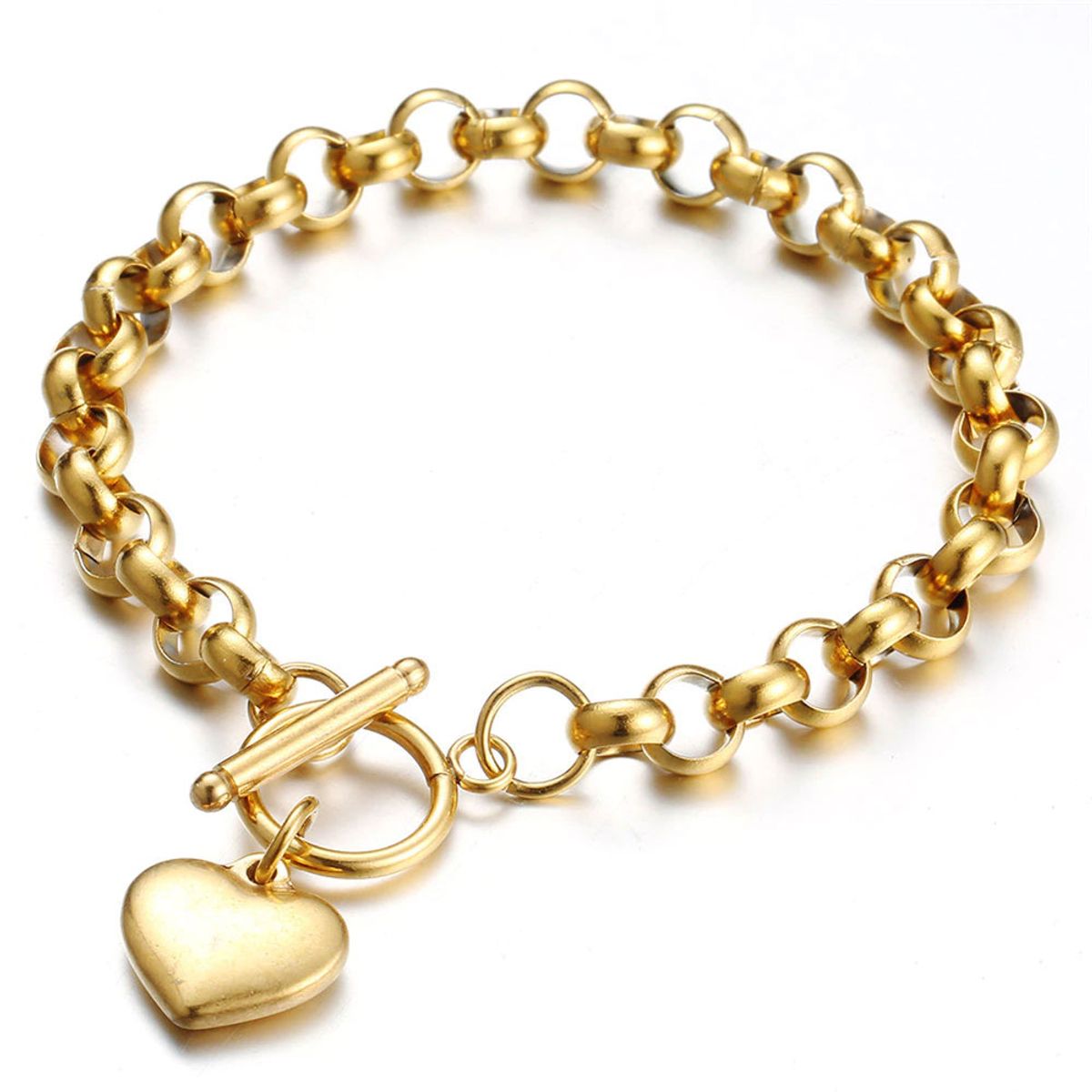 GENERICO - Pulsera Corazón Mujer Dorado chuncky Moda