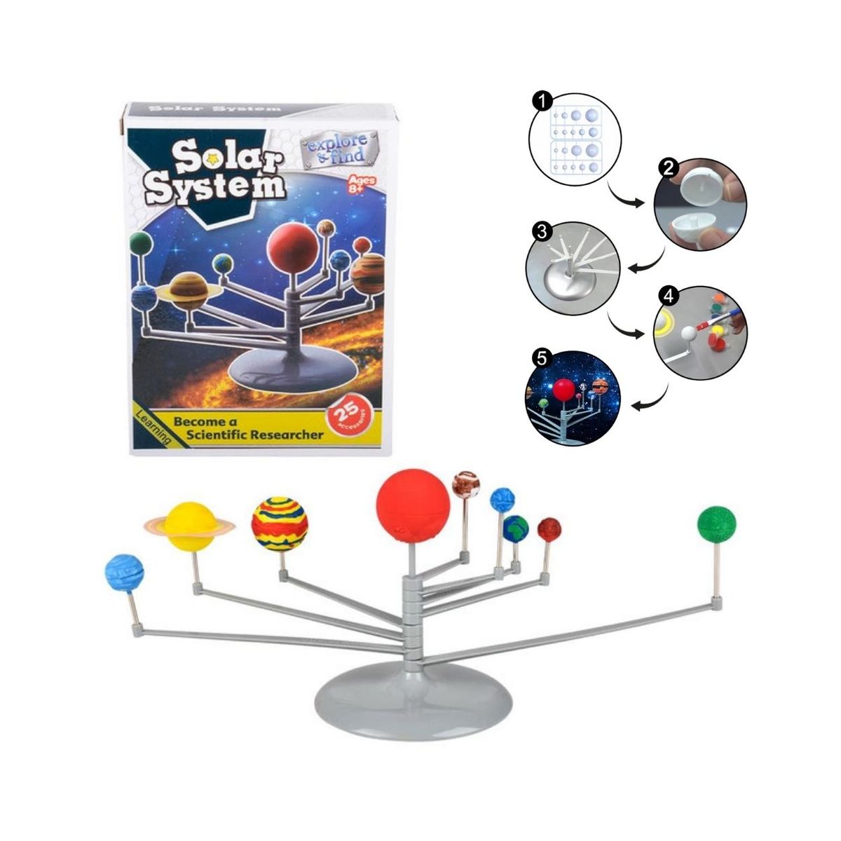 GENERICO - Set Didáctico Científico del Sistema Solar Armable con Pinturas para Niños