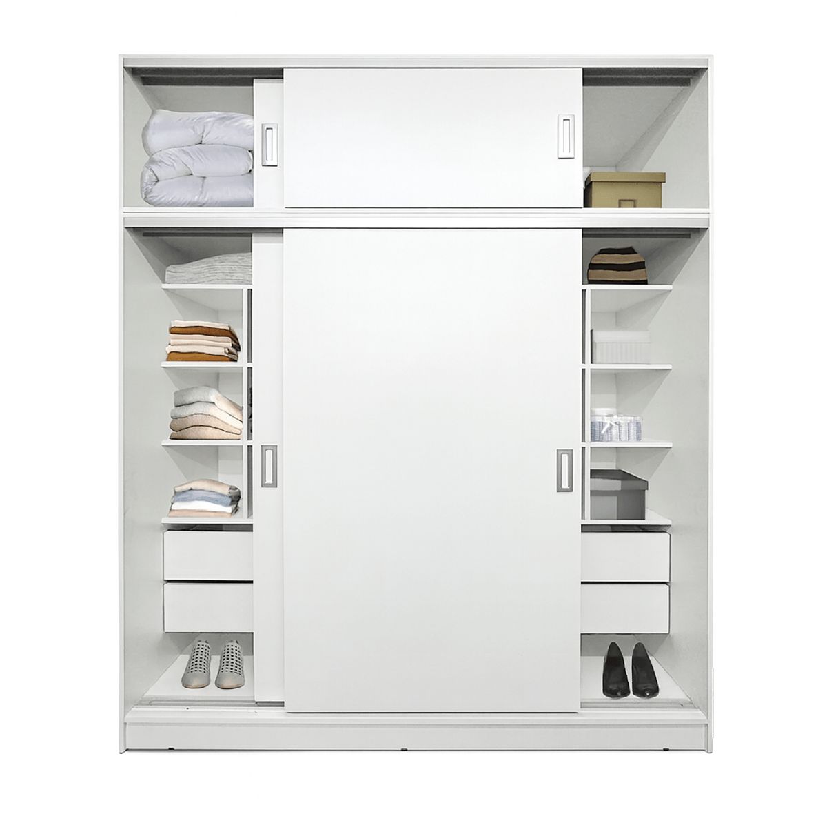 MUEBLES CRISOSTOMO - Ropero de Melamina Moderno Blanco 180cm