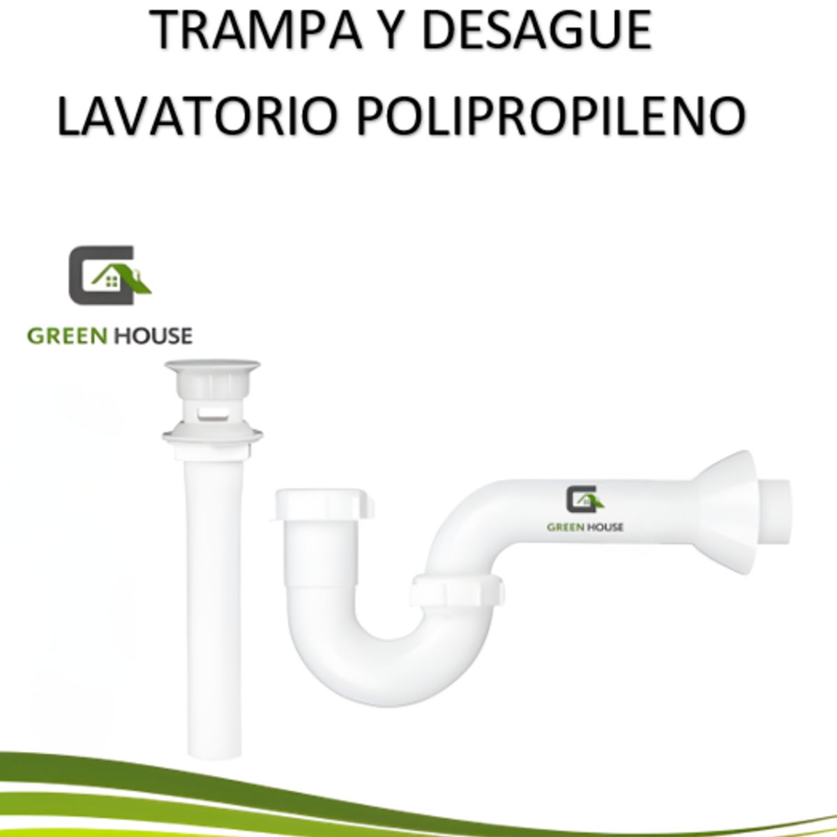 GREEN HOUSE - KIT TRAMPA Y DESAGUE PARA LAVATORIO BLANCO POLIPROPILENO PVC