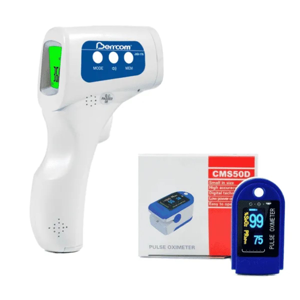 GENERICO - PACK Oxímetro Contec + Termómetro Berrcom infrarrojo