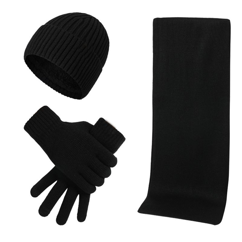 BAALATHKKO5 - Gorro Bufanda Cuello Unisex Invierno Guantes Termicos - Negro
