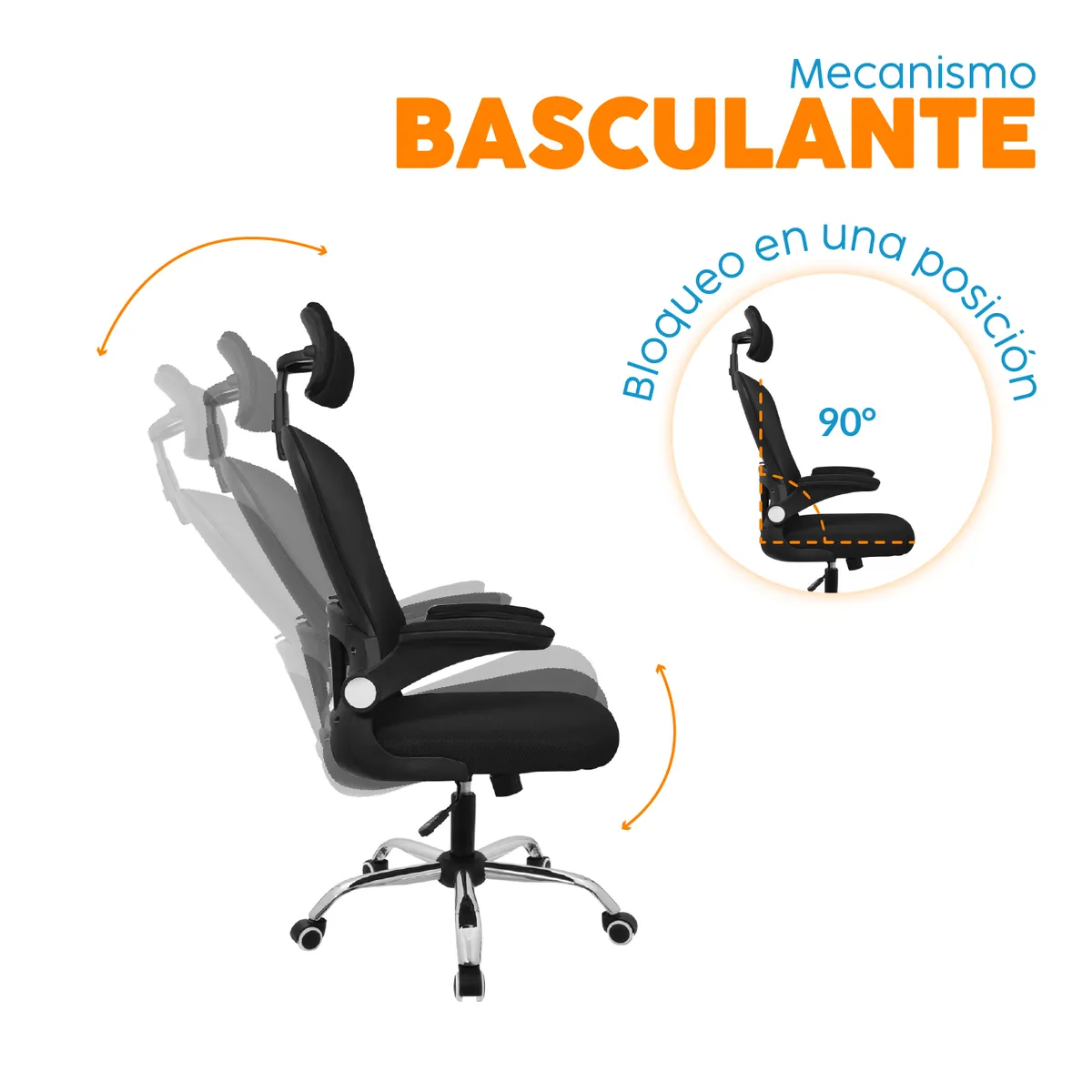 BONNO - Silla de Oficina Con Cabecero Evok Negro Bonno