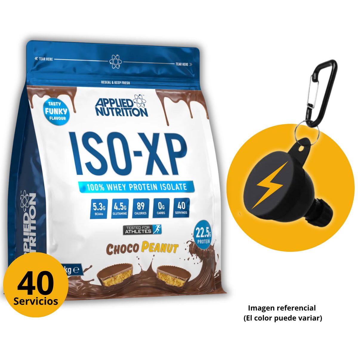 APPLIED NUTRITION - ISO XP 1kg CHOCO PEANUT CON PORTASUPLEMENTOS - PROTEÍNA ISOLATADA