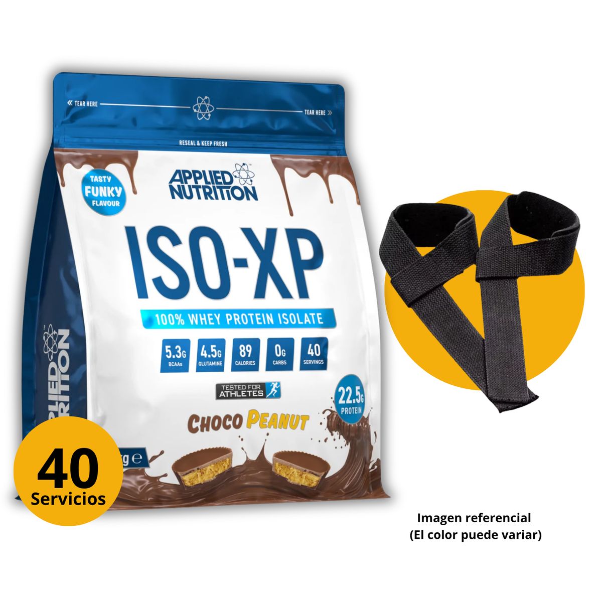 APPLIED NUTRITION - ISO XP 1kg CHOCO PEANUT CON STRAPS - PROTEÍNA ISOLATADA