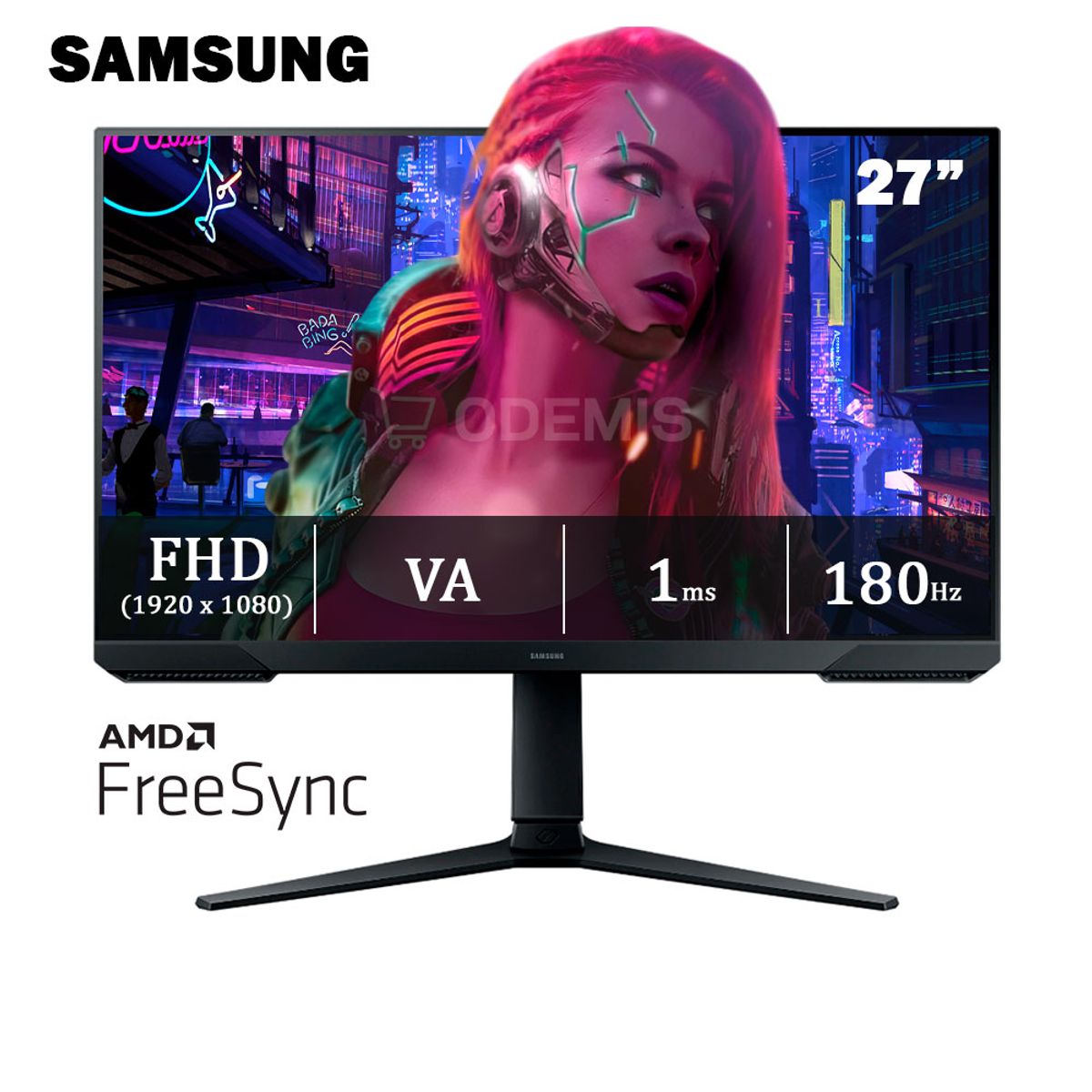 SAMSUNG - Monitor Samsung Odyssey G3 LS27DG300ELXPE 27 VA Full HD 180Hz, 1MS