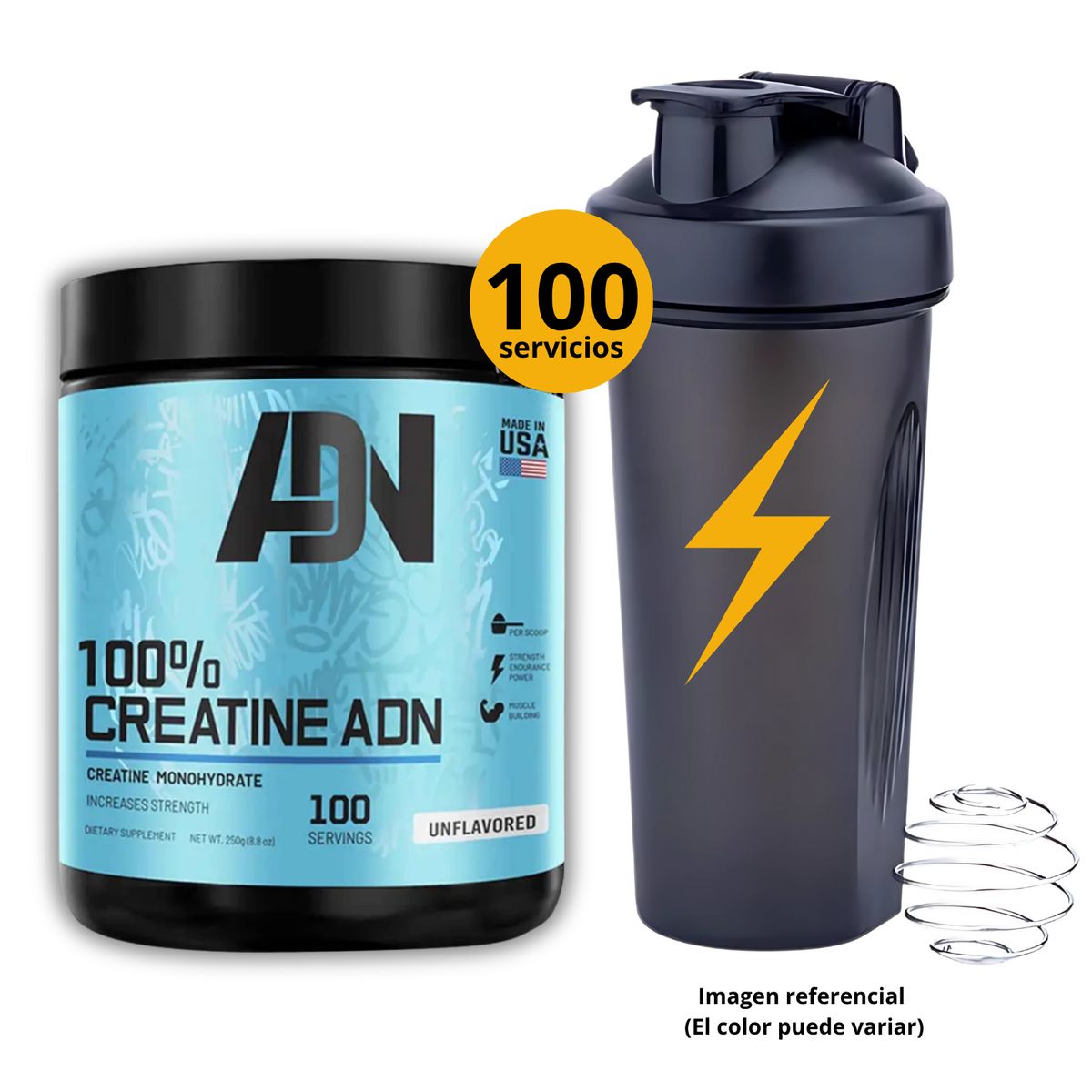 ADN - CREATINA ADN DE 250gr CON SHAKER - CREATINA MONOHIDRATADA