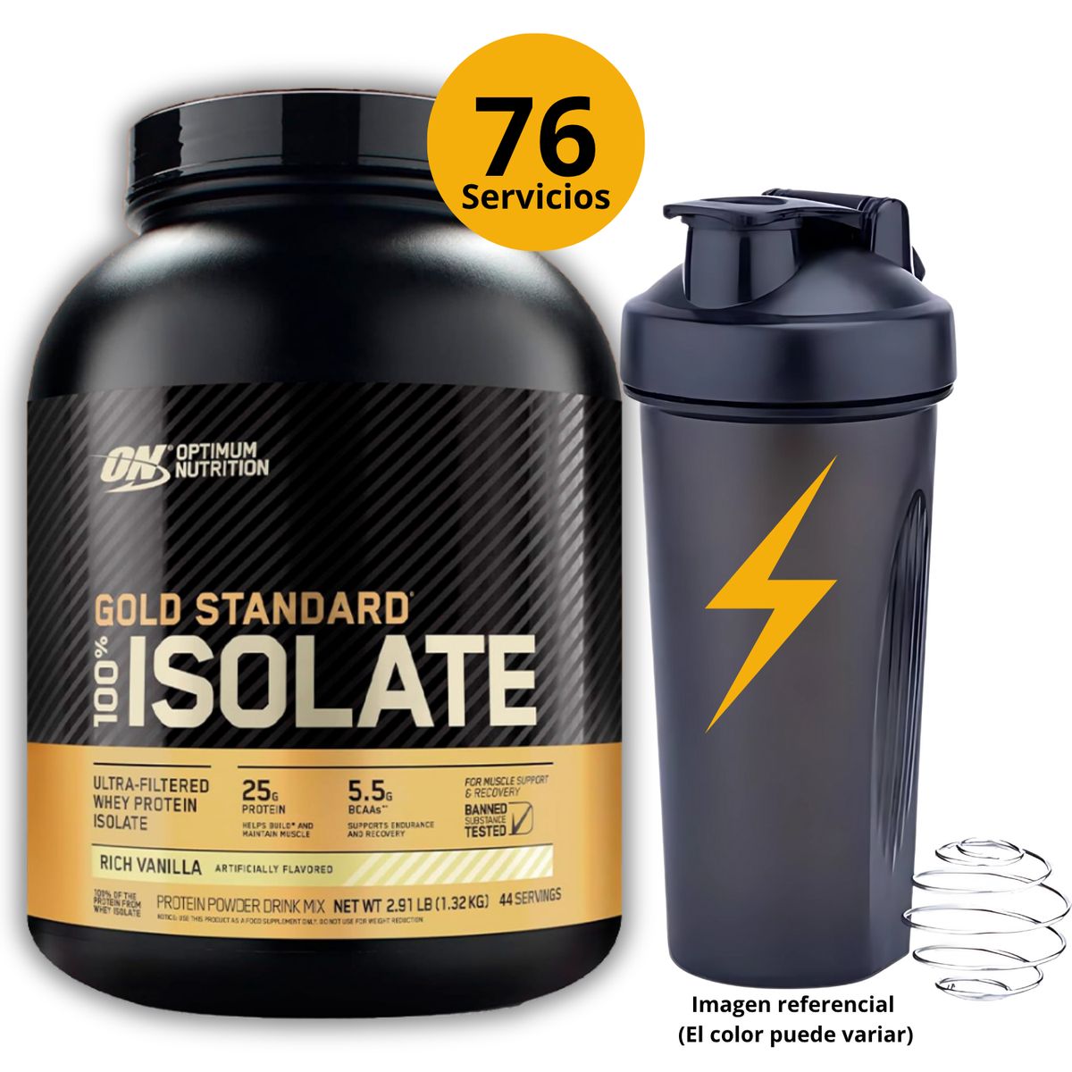 OPTIMUN NUTRITION - GOLD STANDARD ISOLATE DE 5LB RICH VAINILLA CON SHAKER - HIDROLIZADA