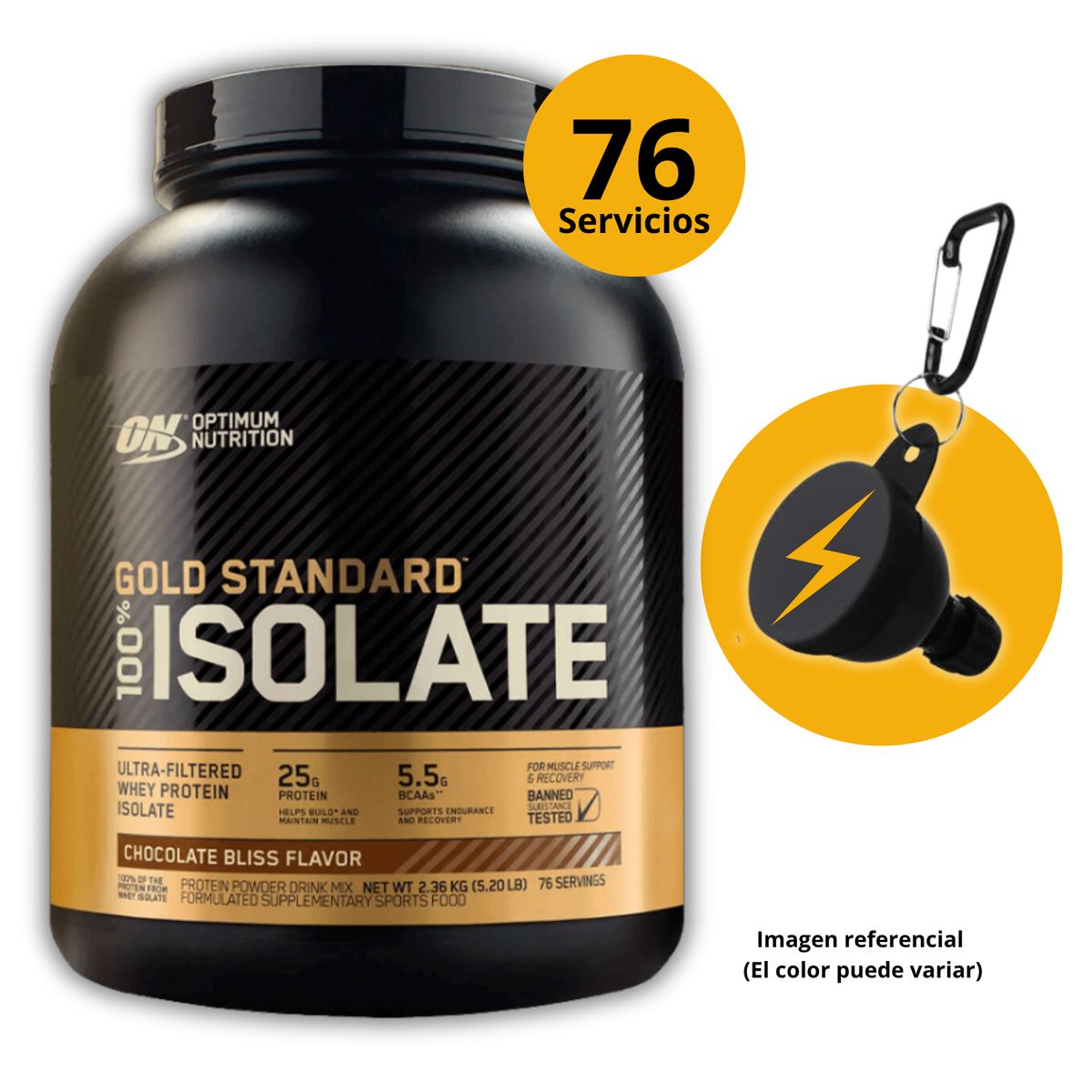 OPTIMUN NUTRITION - GOLD STANDARD ISOLATE DE 5LB CHOCOLATE BLISS CON PORTASUPLEMENTOS