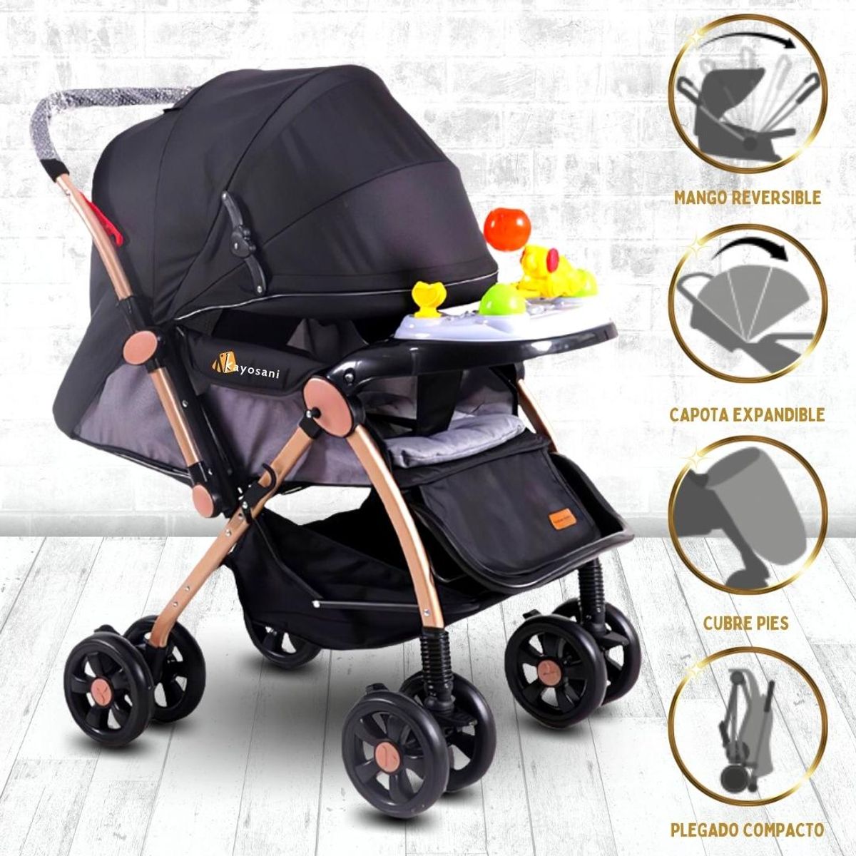 CONFORT - Coche Cuna Musical SUMMER BLACK
