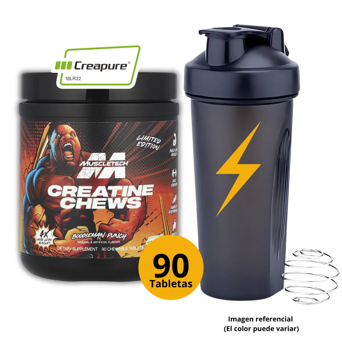 MUSCLETECH - CREATINA CREAPURE DE MUSCLETECH DE 90 PASTILLAS CON SHAKER - CREATINA MONOHIDRATADA CREAPURE