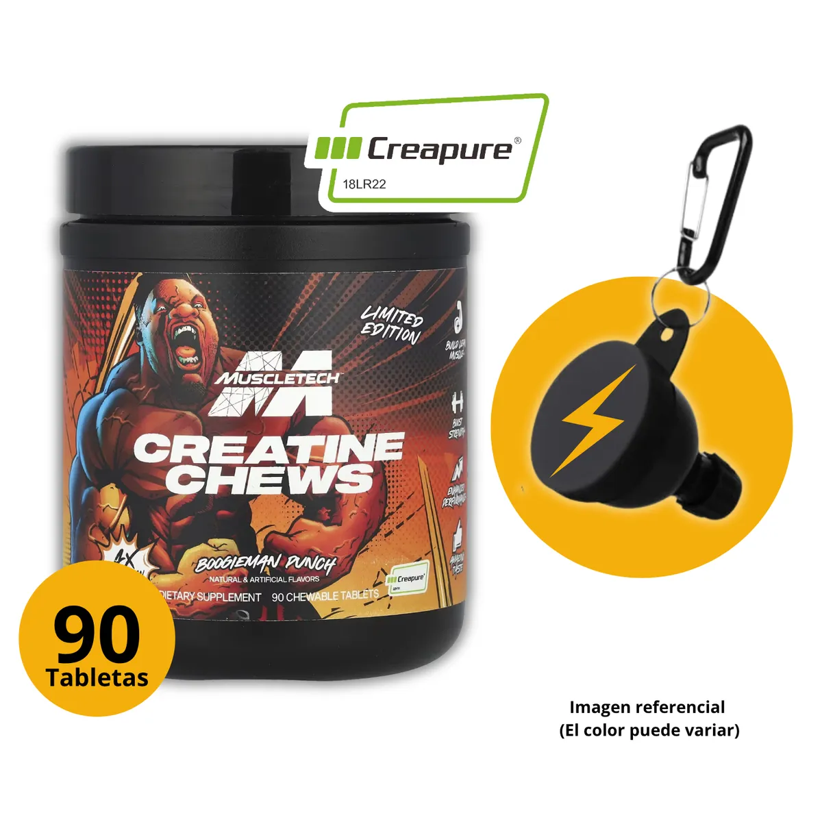 MUSCLETECH - CREATINA CREAPURE DE MUSCLETECH DE 90 PASTILLAS CON PORTASUPLEMENTOS - CREATINA MONOHIDRATADA CREAPURE