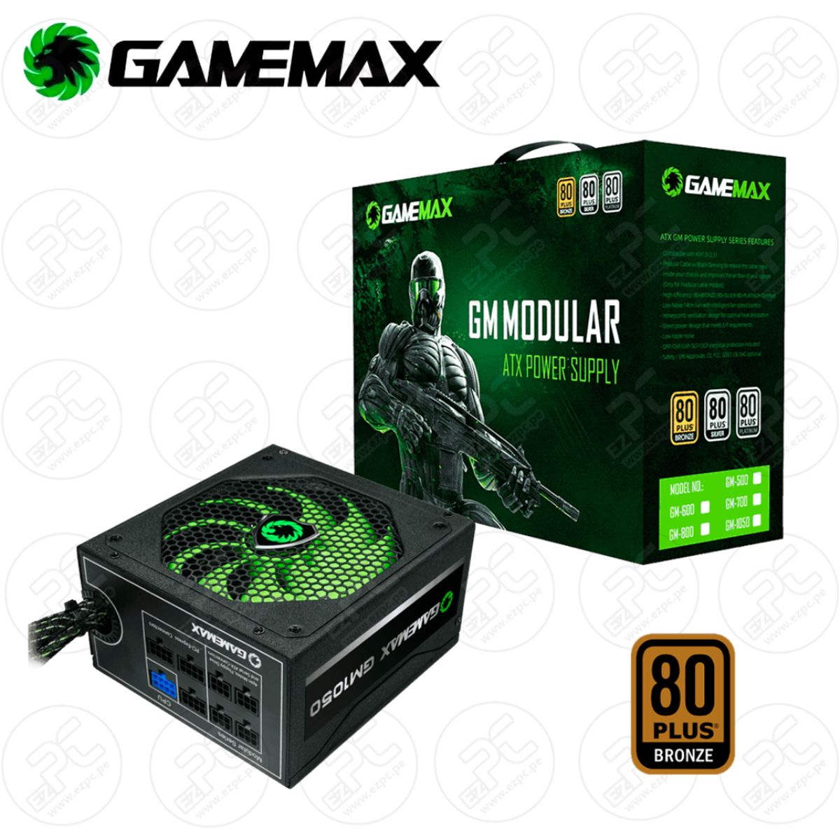 GAMEMAX - FUENTE PODER 800W SEMI MODULAR 80 PLUS BRONZE GAMEMAX GM-800