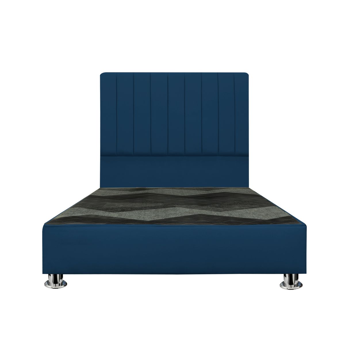 MUEBLES MACRUMO - Combo Cama tapizada Calisia Azul - 2 Plz + colchón semiortopédico