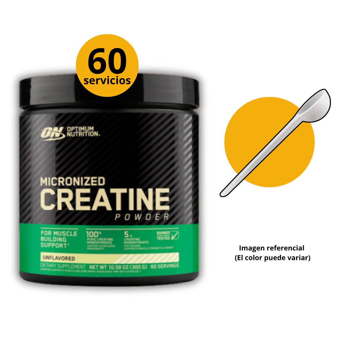 Optimum Nutrition - CREATINA OPTIMUM NUTRITION DE 300gr CON CUCHARA MEDIDORA - CREATINA MONOHIDRATADA Y MICRONIZADA