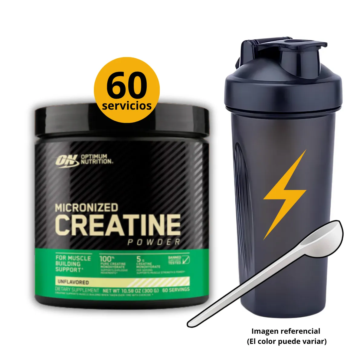 OPTIMUN NUTRITION - CREATINA OPTIMUM NUTRITION DE 300gr CON CUCHARA MEDIDORA Y SHAKER - CREATINA MONOHIDRATADA Y MICRONIZADA