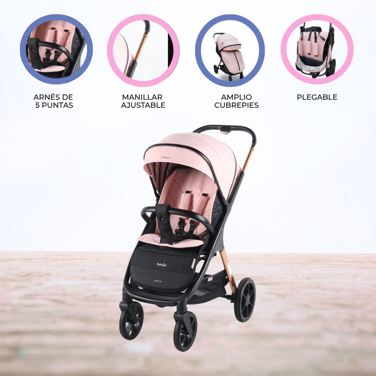 BABY GO - Coche Cuna Jogger «BRAVO» Pink